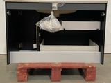 a picture of a kitchen with a sink and a wooden pallet