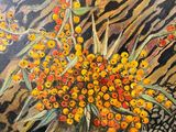 painting of a painting of a vase of flowers on a table