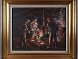 painting of a group of men working in a workshop