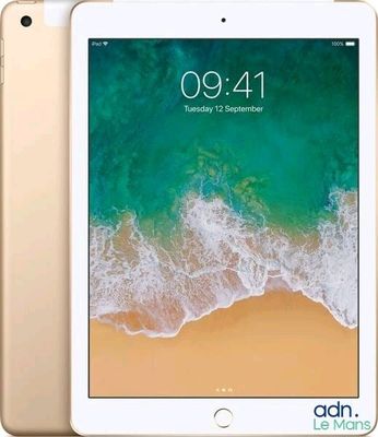 an apple ipad air is shown with a gold screen and a white background