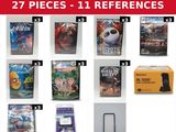 a lot of different games and dvds on the table