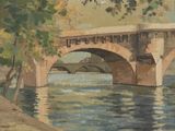 peinture d'un pont au-dessus d'une étendue d'eau