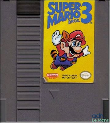 une image du jeu « Super Mario Bros » de Nintendo sur fond jaune