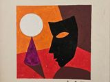 an image of a painting of a man with a sun in the background