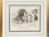 a drawing of a house with a tree in front of it
