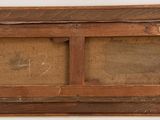 an old wooden picture frame with a window on the side of it