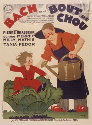 an old poster of a woman watering a child ' s garden