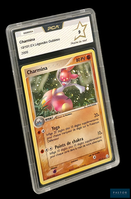 une image d'une carte Pokémon dans un étui en plastique