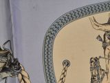 a picture of a drawing of a man and a woman on a horse
