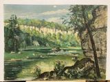 une photo d'un tableau représentant une rivière dans les bois