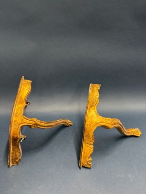 pair of antique brass wall brackets