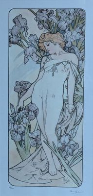 Alphonse MUCHA (1860-1939) d'après , Les fleurs : l'iris, li… - Photo 1