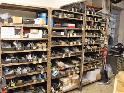 many shelves with many different types of tools on them