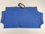 a blue t - shirt on a white background with a tag on it