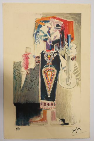 LORJOU. « Guitariste » signée en bas à droite Bernard LORJOU (190...
