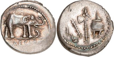 an image of a silver coin with a picture of an elephant on it