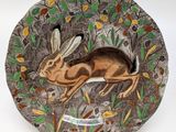 a plate with a picture of a rabbit on it