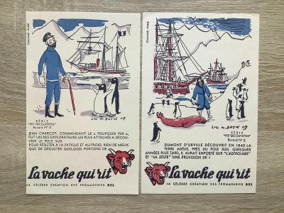 deux cartes postales représentant un homme et une femme sur un bateau