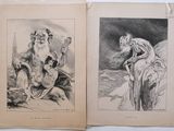 an old book with two illustrations of a man and a woman