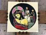 painting of a cross with a picture of jesus on it