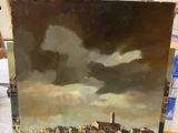 an image of a painting of a view of a town on a cloudy day