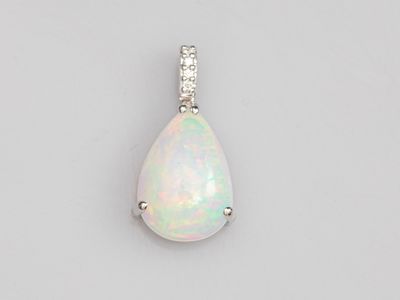 an oplite and diamond pendant