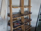 a shelf that has a bunch of items on it