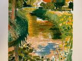 an image of a picture of a painting of a river in the woods