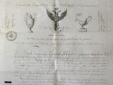 an old document with a picture of a bird on it