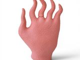 une image représentant une statue de main rose sur fond blanc