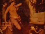 un vieux tableau représentant une femme en train de laver un enfant dans une baignoire