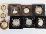 six framed pictures of people in different styles of portraits