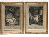 pair of antique engravings of the birth of jesus and the infant jesus
