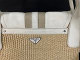 prada handbags - prada white leather and straw bag