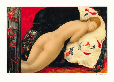 Alain BONNEFOIT (1937) - Femme nue au Divan, Lithographie or…