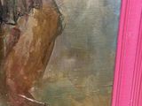 a painting of a woman in a pink dress
