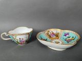 a cup and saucer with a picture of a woman on it