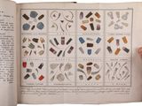 someone is holding a book open to a page with a bunch of objects on it