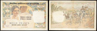two different bank notes with a picture of a man and a woman on them