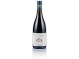 a bottle of red wine on a white background