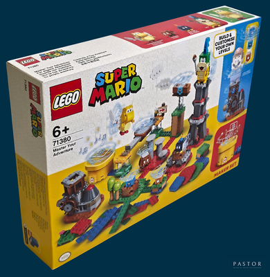 une boîte de Lego sur fond bleu