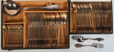 couverts dans un coffret contenant des cuillères, des cuillères et des cuillères-cuillères