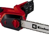 a red and black chainsaw on a white background