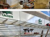 deux photos d'un magasin dont les rayons sont garnis de divers articles