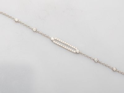 Bracelet en or gris 750°/°° (18K), à maille jaseron, serti d…