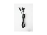 a close up of a black power cord on a white surface