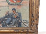 a picture of a painting of a man and a woman in a boat