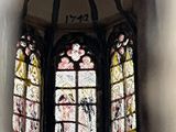 a picture of a stained glass window in a church