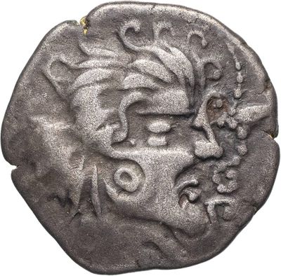 une pièce d'argent sur laquelle figure un visage