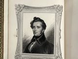 an old book with a picture of a man in a suit
